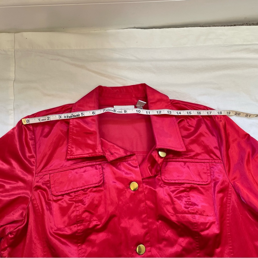Chico’s sporty satin red long sleeve jacket size 3 - Picture 12 of 16